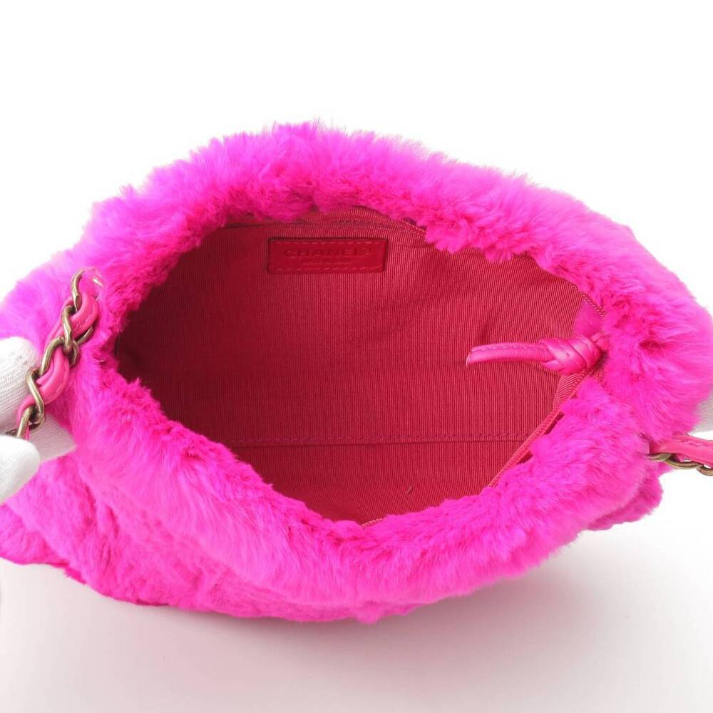 Chanel Lapin Rabbit Fur Coco Mark Chain Shoulder Bag Vivid Pink - Picture 6 of 10